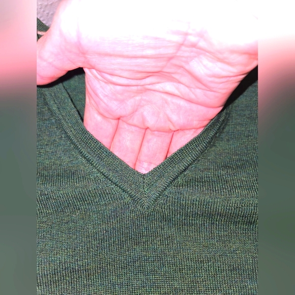 Club Monaco Men's M Green Merino Wool V-Neck Sweater - Picture 5 of 11